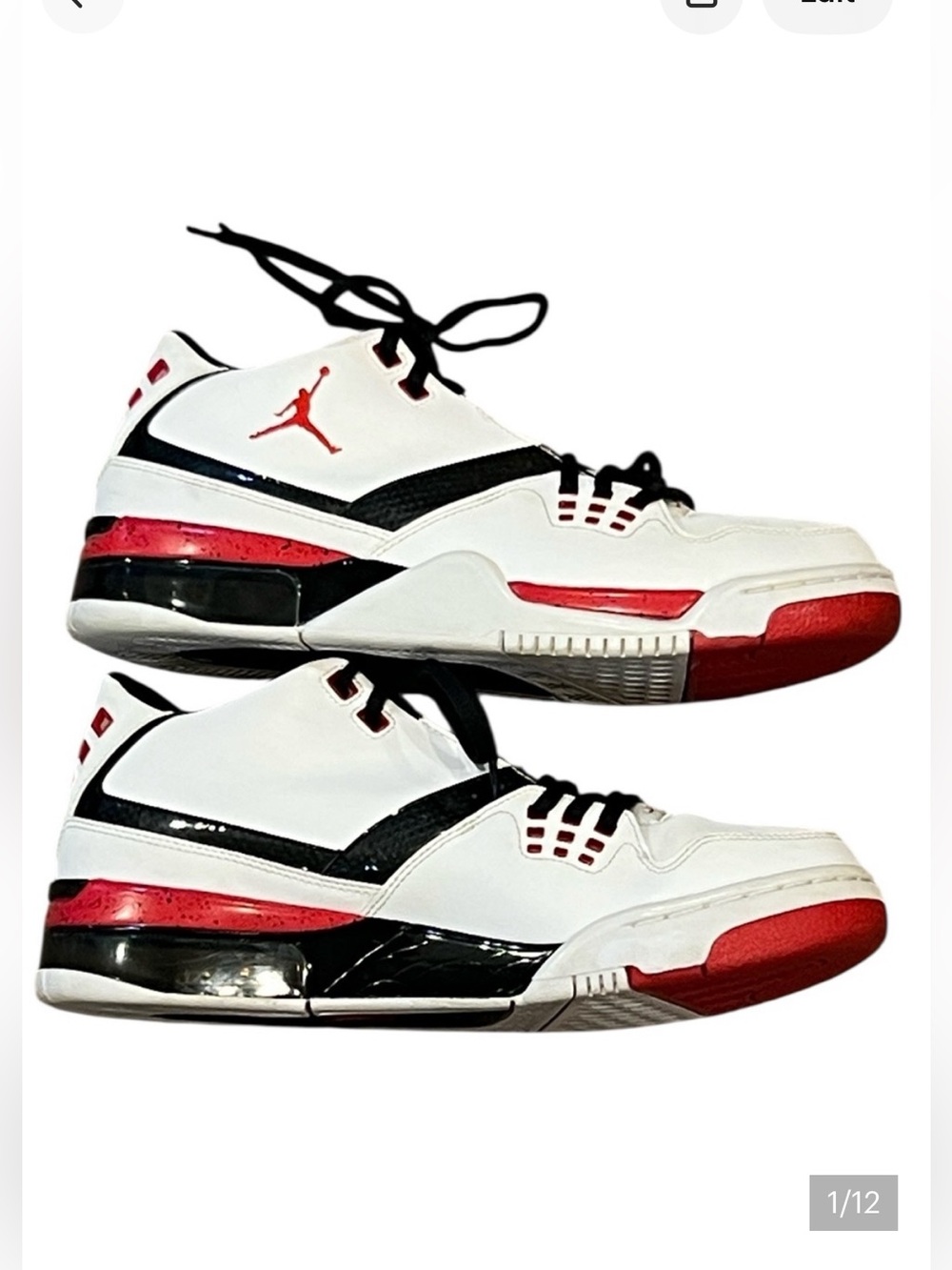 Men's JORDAN FLIGHT 23 White/University Red-Black Sneakers Basketball Size 9